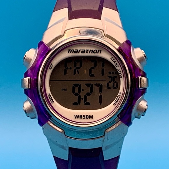 MARATHON By TIMEX T5K816 Women’s Digital Wristwatch Chrono Indiglo Working Cond - Picture 1 of 16
